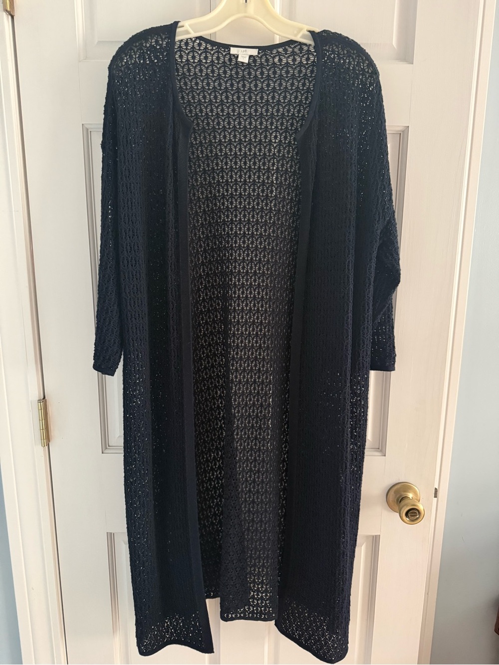 J. Jill Knit Stitch Long Navy Cardigan Size L